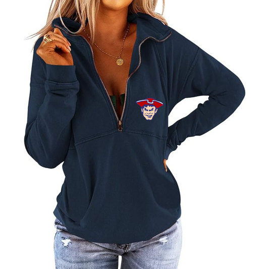 Navy Women's Half Zip Up Sweatshirt