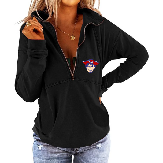 Black Women's Half Zip Up Sweatshirt